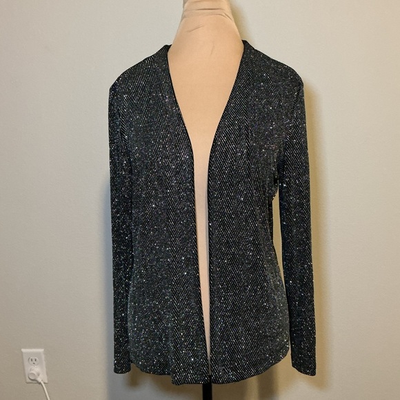 Ronni Nicole Jackets & Blazers - Black Sparkly Open Cardigan